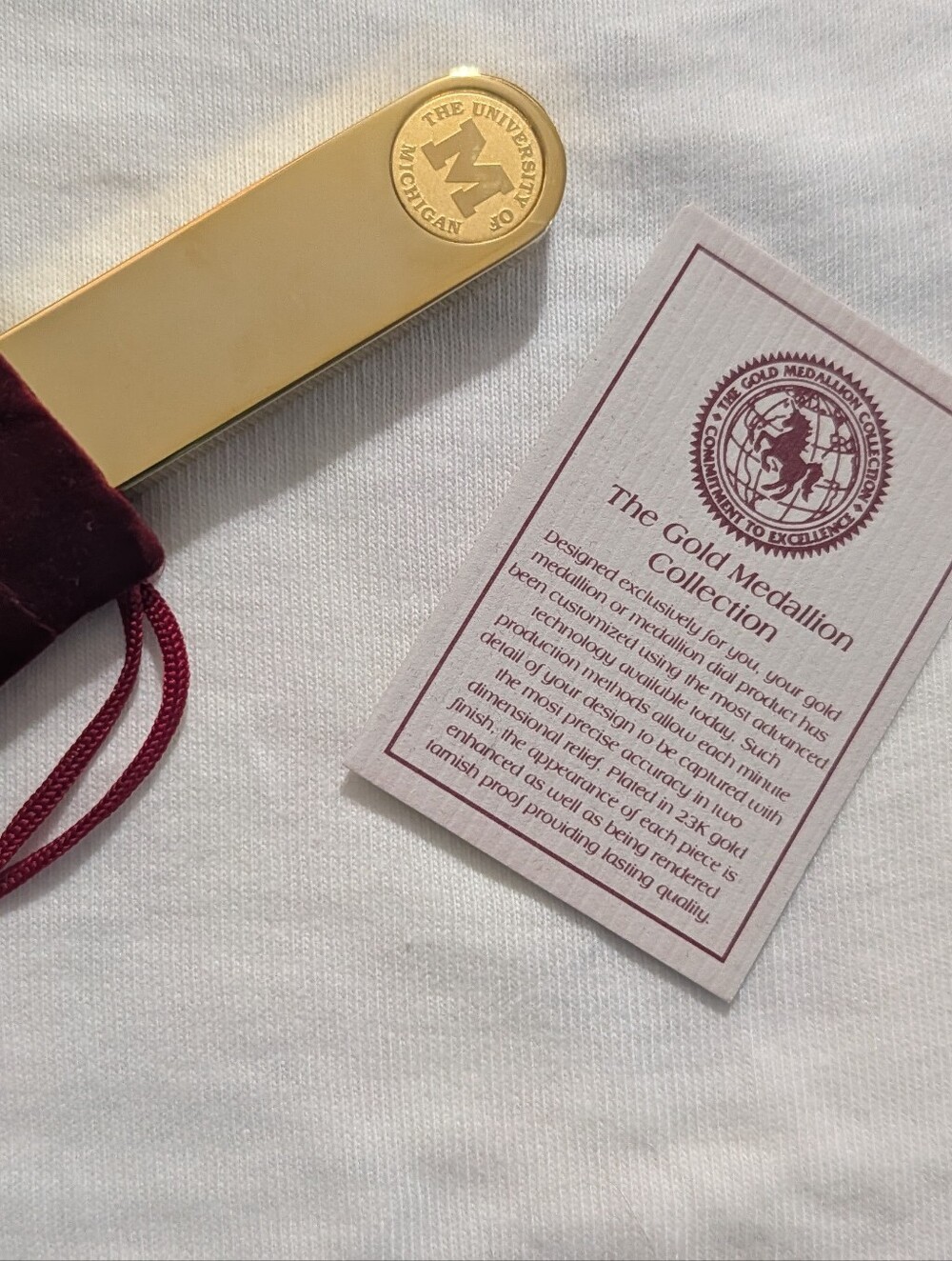 Vintage Univ. Of Michigan Souvenir Letter Opener Gold Ornate Crest Desk Shiny